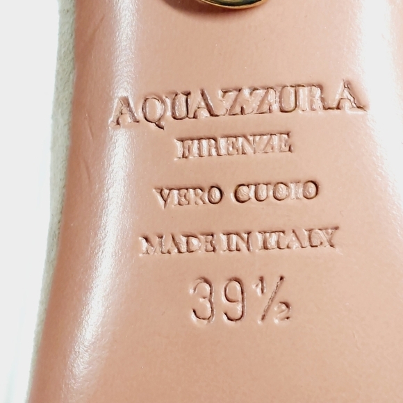 Aquazzura Estelle Leather Suede Cream Grey Taupe Ankle Tie Peep Toe Heels B462 - Picture 9 of 13